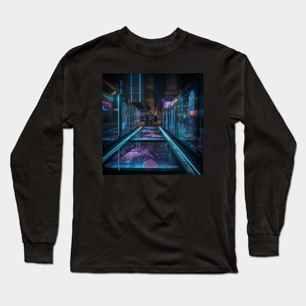 Luminocity: A Futuristic Utopia of Innovation and Harmony Long Sleeve T-Shirt by Phygital Fusion